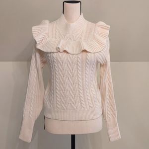 Cream Cable Knit Sweater; Size XS